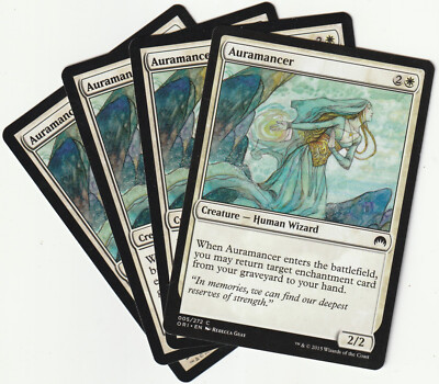   4 MAGIC The Gathering AURAMANCER White Creature PLAYSET ORI/EN NM/EX