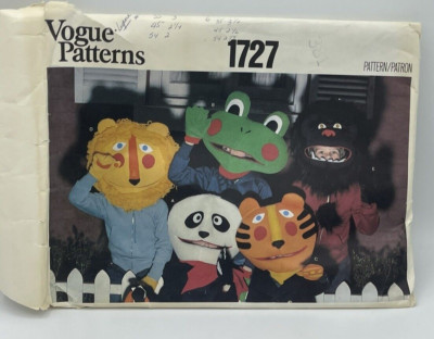 Vogue Patterns 1727 Animal Masks COSPLAY Halloween