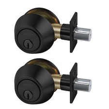 2 Pack Keyed Alike Single Cylinder Deadbolt, Matte Black