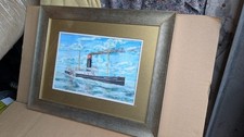 Framed watercolour painting "Paddle Steamer Princess Elizabeth" signed Robin...