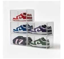 Transparent Shoe Organizer & Shoe Display Case, Stackable Storage Box, XL 5 Pack