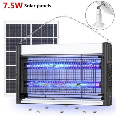 Solar Bug Zapper Outdoor, USB Rechargeable UV Mosquito Zapper，7.5W Solar Panel