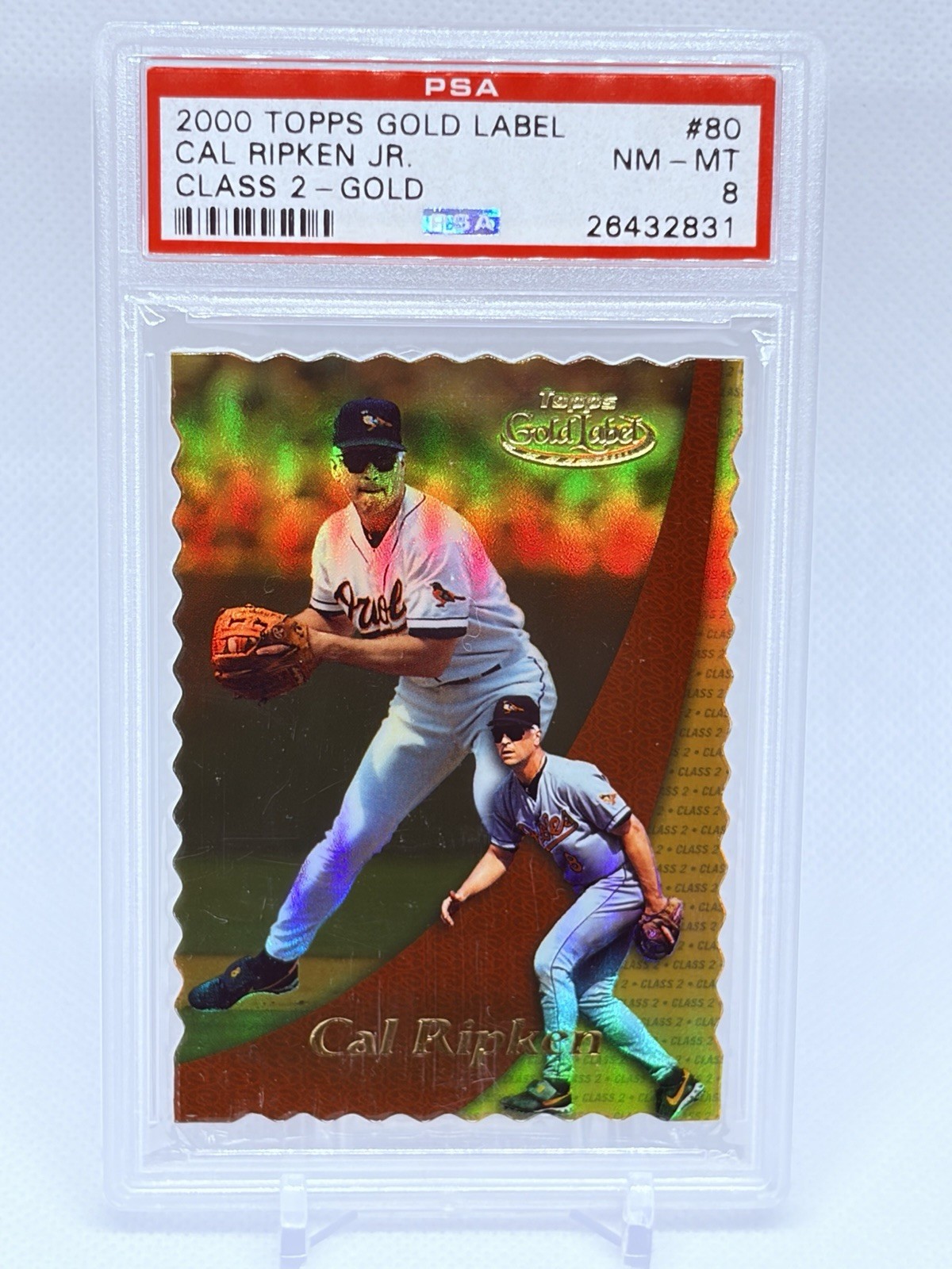 2000 Topps Gold Label Cal Ripken Jr #80 Class 2 Gold Refractor /100 PSA 8 RARE