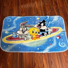 Baby Looney Tunes Sylvester Bugs Bunny Tweety Bird Space Baby Blanket AS IS READ