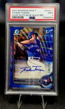 2022 Bowman Draft Tucker Toman Chrome Draft Pick Autographs Blue Wave PSA 9 /150