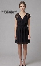 American Eagle Black Lace & Chiffon Mini Dress - Size M