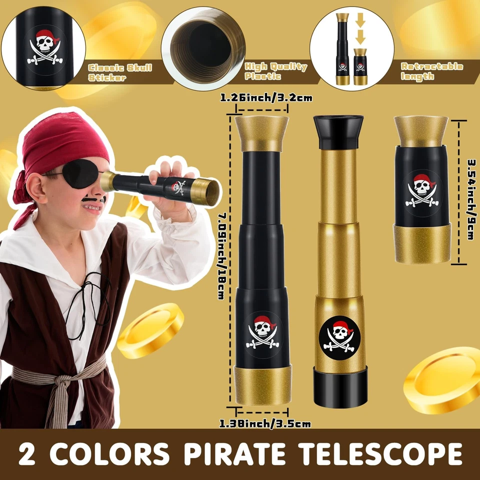 Juego de 24 Parches y Telescopios para Ojos de Pirata de Halloween para Niños, Plástico Pir... Foto 3 de 4