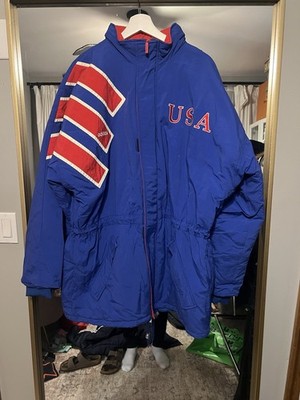 adidas USA Soccer Jacket Blue Red White Stripe Design Size 18/20