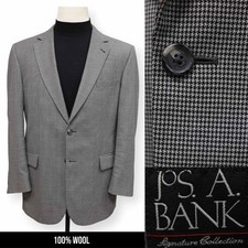 JOS A BANK mens B W HOUNDSTOOTH wool sport coat suit jacket blazer SLIM FIT 42 R