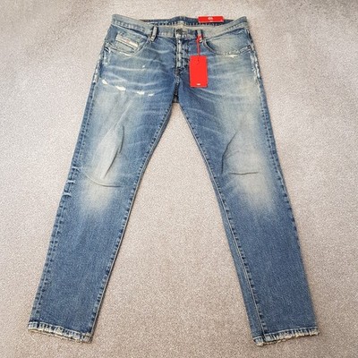 Diesel Mens Jeans 36x30 Blue D-Strukt E07L1 Stretch Slim Distressed Denim W36