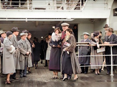 babe ruth on ship with wife  Colorized 8x10 Print-FREE SHIPPING