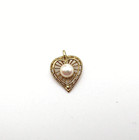 14K Yellow Gold Pearl Filigree Heart Pendant 1.4 Gr [P74] — photo 2