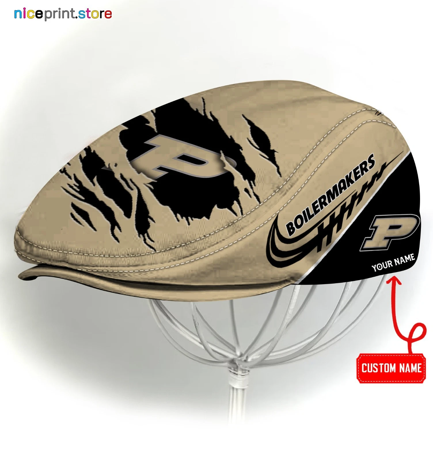 Purdue Boilermakers Jeff Cap, Golf Cap Driving Cap Newsboy Cap