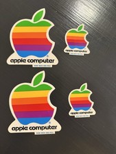 Vintage Apple Computer Rainbow Logo Decal Sticker Lot Genuine OEM - NOS UNUSED