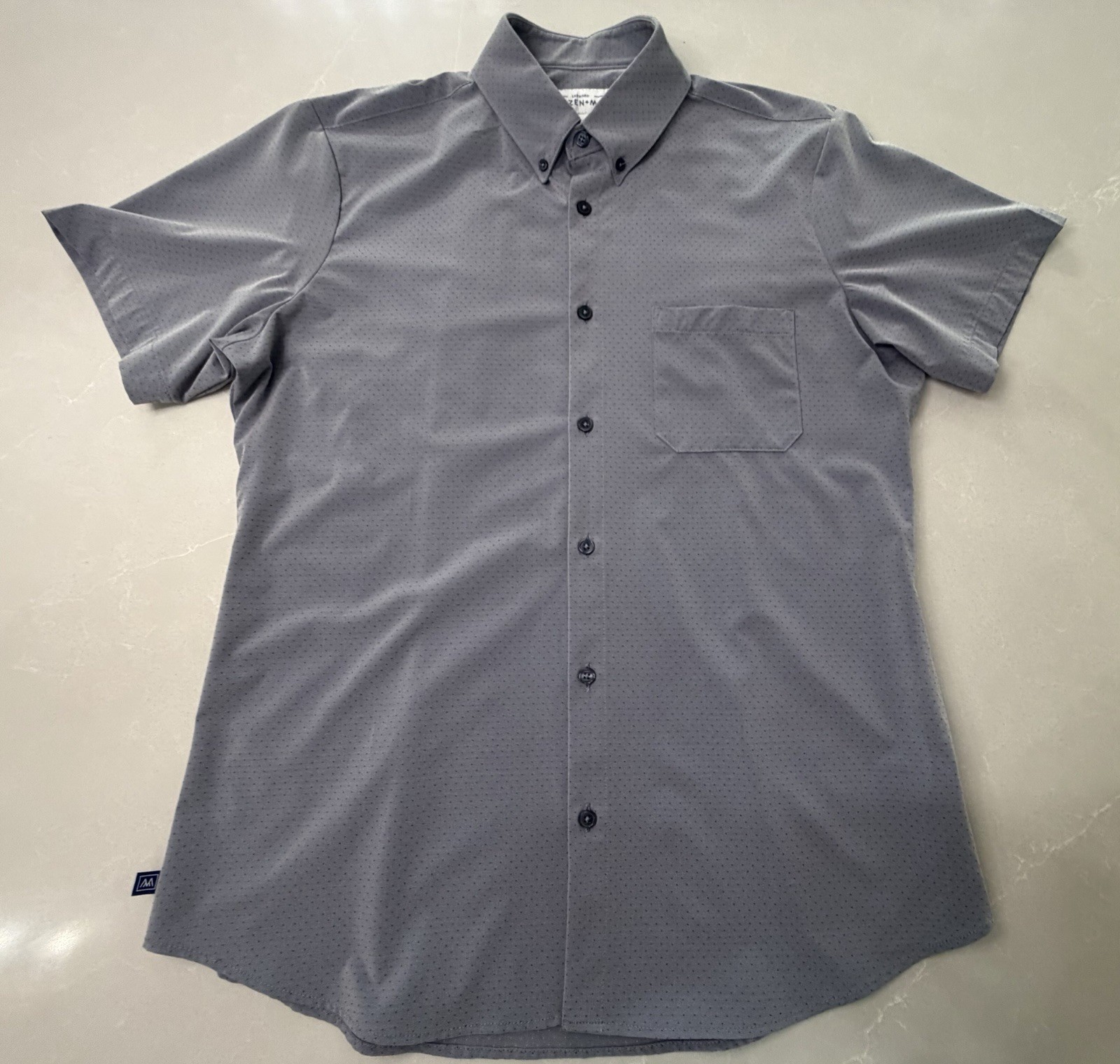 Mizzen+Main Leeward Short-Sleeve Button-Down Shirt Charcoal Gray, Large Trim Fit