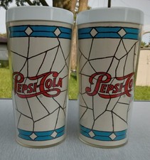 Vintage 1970’s THERMO-SERV Insulated Tumblers 16 oz Cups PEPSI COLA Advertising