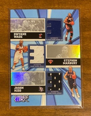 2005-06 Topps Luxury Box Dwyane Wade, Jason Kidd, Marbury Triple Jersey /250