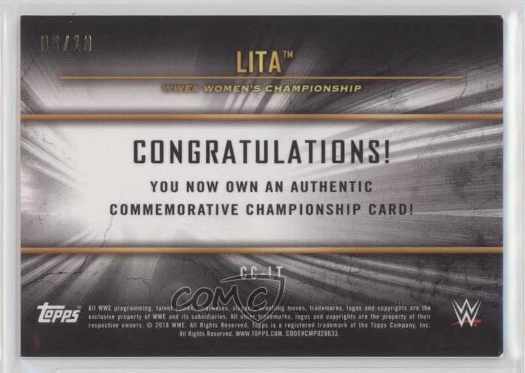 2018 WWE Women's Division Commemorative Championship Medallions Gold /10 Lita - Image 2 of 2