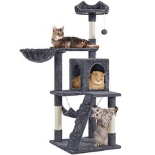 54in Cat Tree, Multi-Level Cat Tower w/Scratching Posts, Spacious Condo Hammock