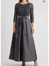 Pisarro Nights Women's Sequin Bodice A Line Gown in Slate Sz 12