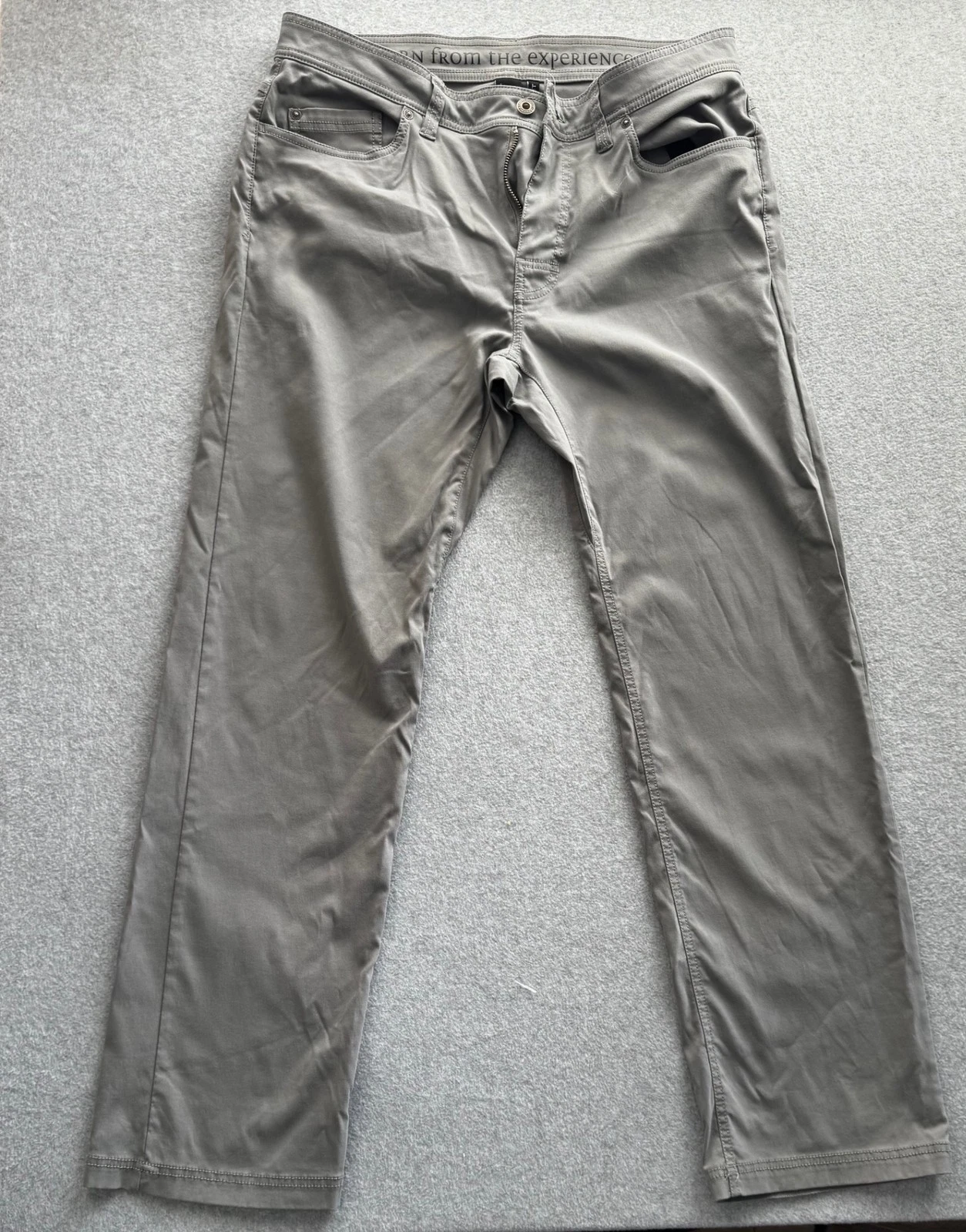 Prana Pants Mens 34 Slim Fit Gray Stretch Chino Straight Leg Casual Lightweight