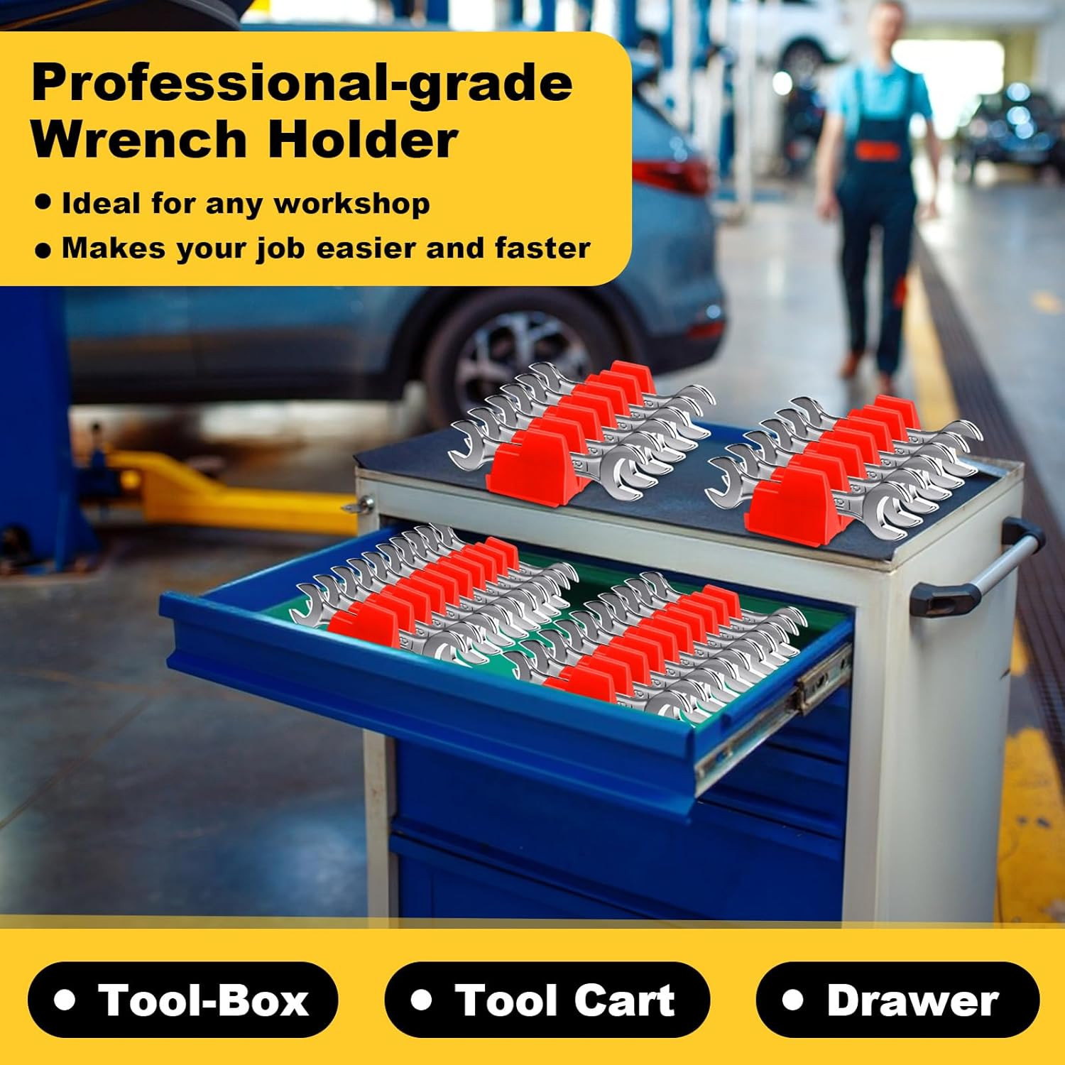 80 Slot Magnetic Wrench Organizer - Portable Tool Storage Shelf Storage tools US