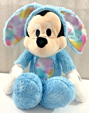Disney Mickey Mouse Easter Bunny 15" blue plush w/pastel ears  belly