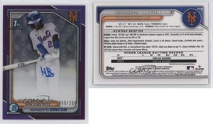 2024 Bowman Chrome Prospect Purple Refractor /250 Heriberto Rincon #CPA-HR Auto