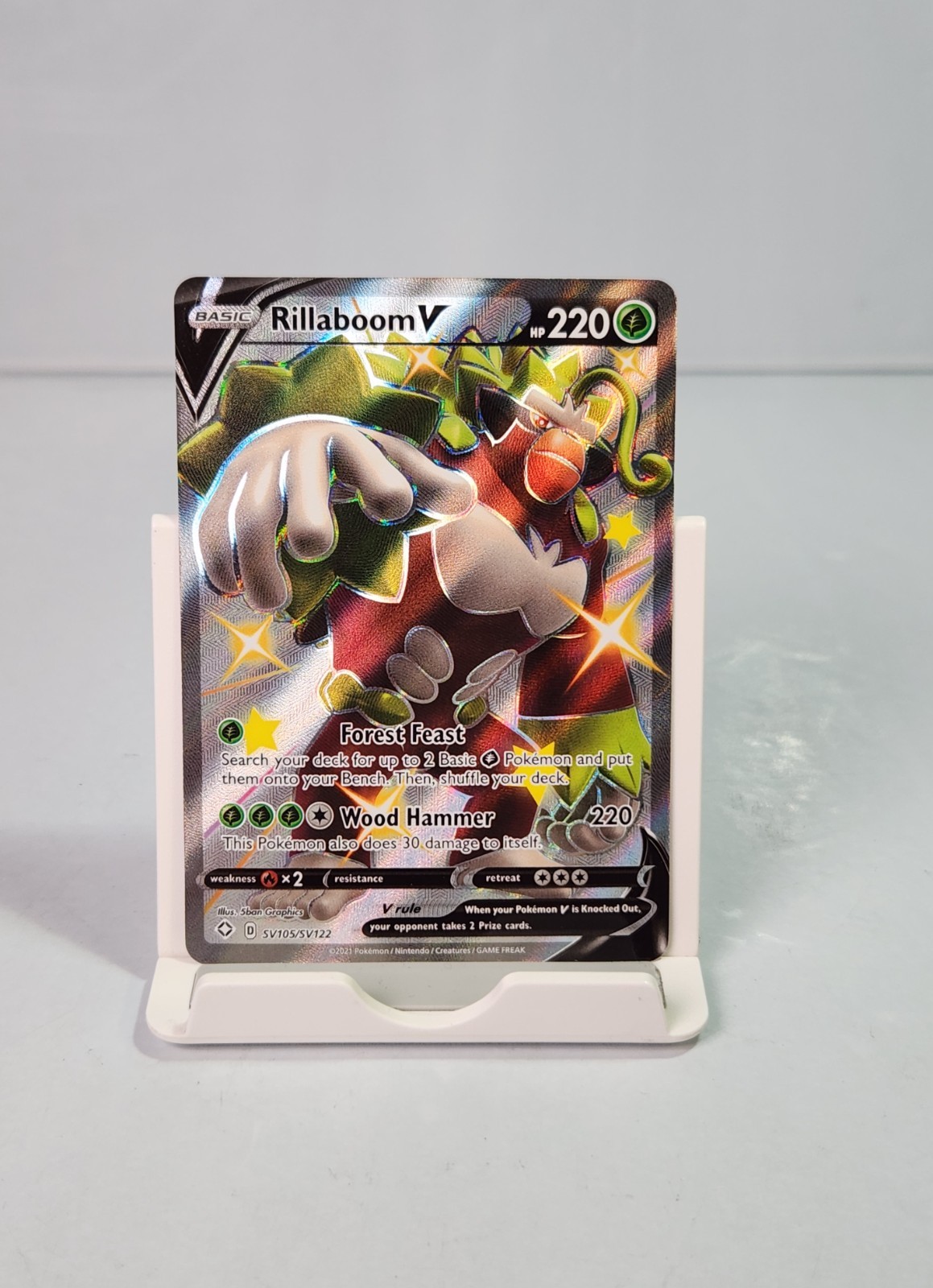 Rillaboom V SV105/SV122 Full Art Shiny Holo Shining Fates: Shiny Vault Pokemon