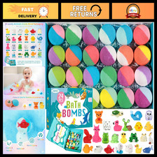 24 Pack Kids Bath Bombs with Surprise Toys - Fizzy Bubble Bath Gift Set for Boys