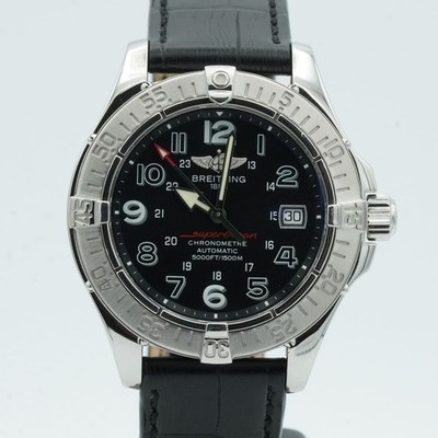 BREITLING SUPEROCEAN AUTOMATIK A17360 HERREN UHR STAHL 40MM SCHÖN BR865 SCHWARZ
