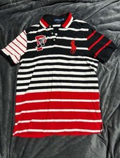 Ralph Lauren P wing Multi striped Polo Shirt size L 1992 93