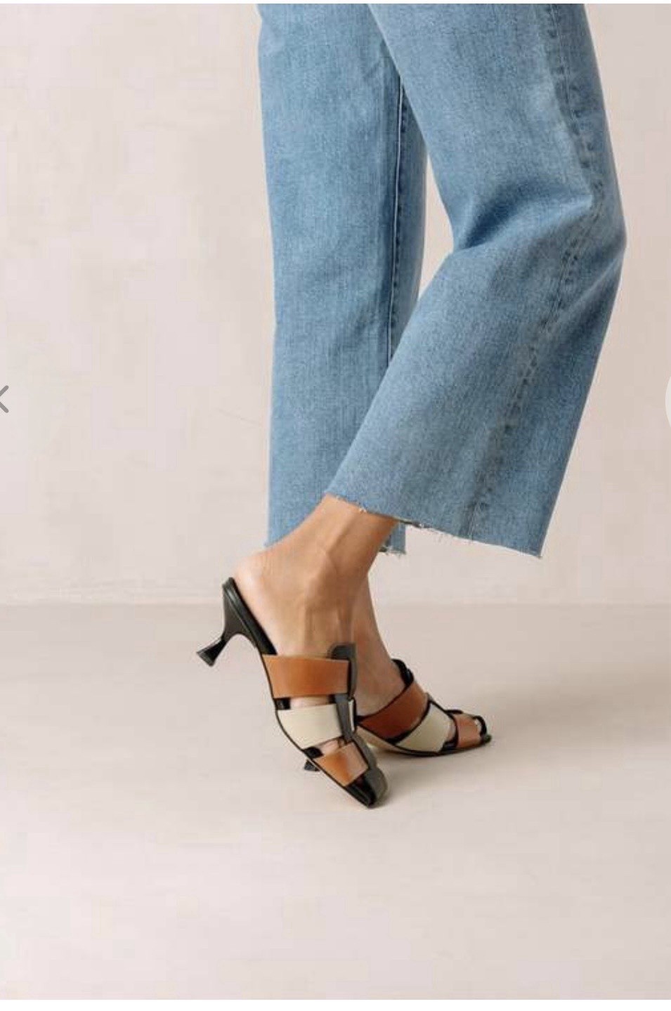 ALOHAS SHUBIE SCACHI HEELS IN BLACK TAN IVORY BRIGHT SIZE EU 38 US 7-7,5