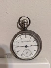Antique 1896 Elgin Grade 96 Model 4 18s 7 Jewels Silver Tone Case Pocket Watch