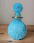 Vintage BlueOpaline PerfumeBottle Ball Stopper AVON BristolBlue Collection Empty