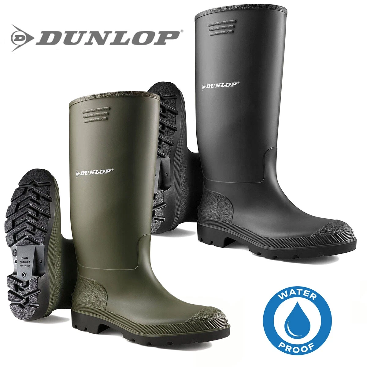DUNLOP Pricemastor Classic Waterproof Wellies Rain PVC Rubber Wellies Boots