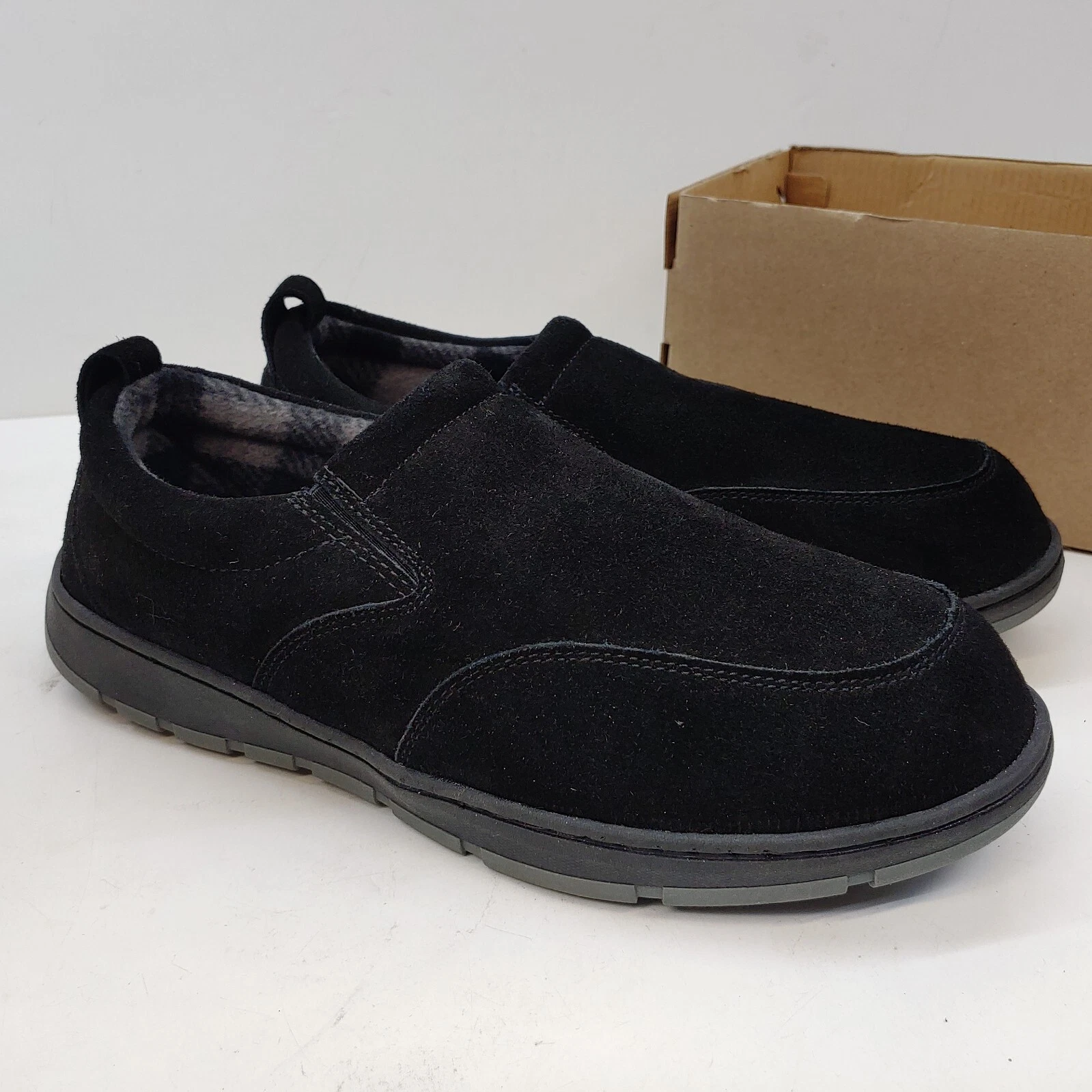 Pantofola casual Clarks da uomo in pelle scamosciata nera taglia 9 M Twin Gore