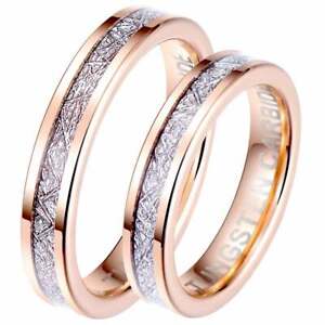 His and Hers Matching  4mm Rose  Gold  Tone Tungsten Wedding  