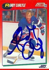 Randy Carlyle autographed Hockey Card (Winnipeg Jets) 1991 Score #125