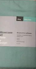 ⚜ pillowcases Set  King Solid Easy Care Target Made By Design-Aqua Blue🆕️👌