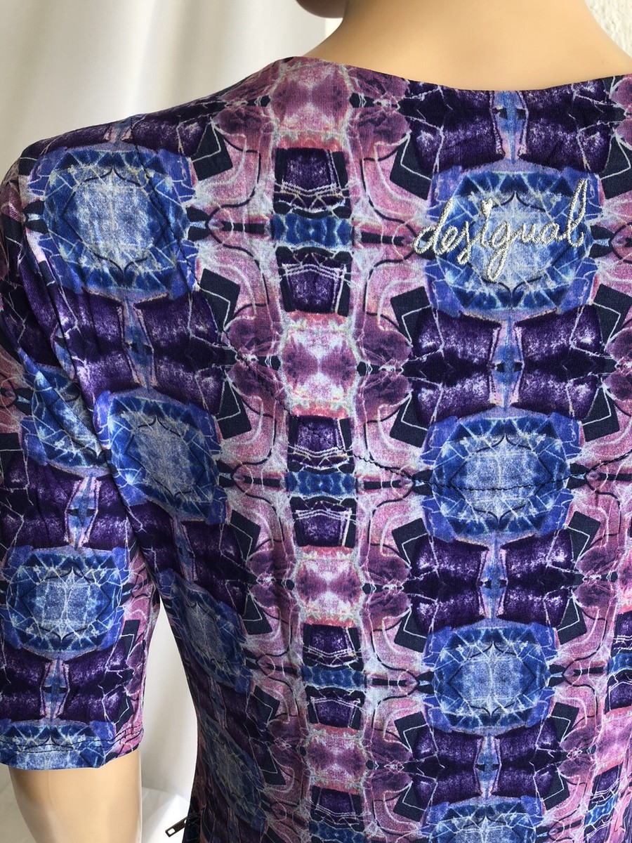 Robe Desigual Femme Color Block - Taille L - Manches Courtes - Neuf Avec Étiquettes
