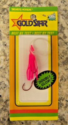 SILVER HORDE Pink 11128193 Gold Star Micro Squid Double Glow Trout Kokanee New
