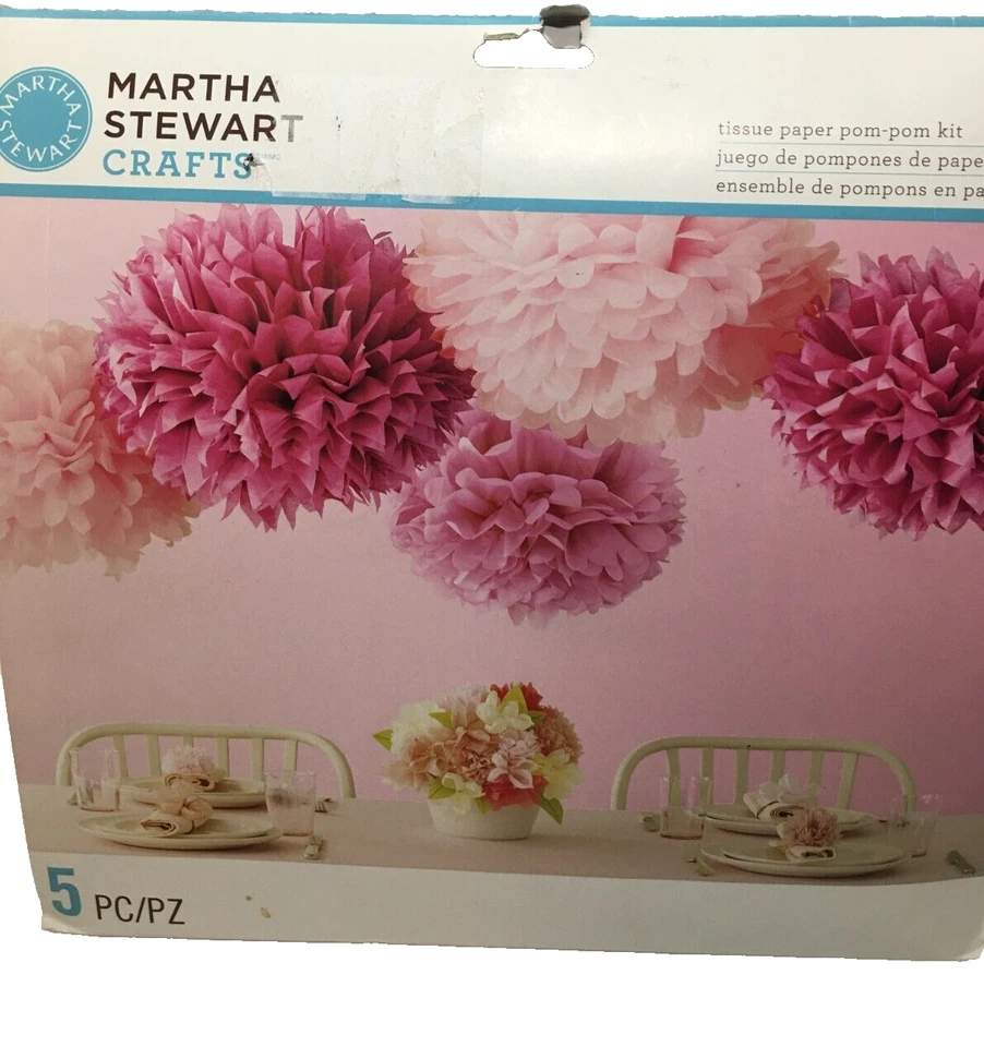 13 Martha Stewart Papel Tecido Pom Poms Kit de Decoração de Festa Rosa Revelação de Gênero - Imagem 2 de 3