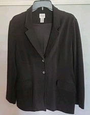 Chico's Women's 2 Button Blazer Jacket Size 2 / 12 / Large Black Suit Coat