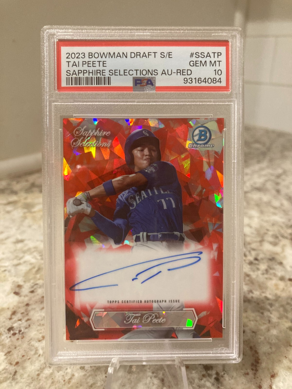 2023 Bowman Draft Chrome Sapphire Selections AUTO TAI PEETE 1/5 BOOKEND PSA 10