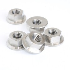 M6 Nut M6 x 1.0mm Thread Titanium Flange 10mm Nuts DIN6923 Light Weight 2.1g