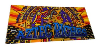 Slot Machine Glass Aztec Riches IGT (20.3/8  x 9.5/8 ) Authentic 