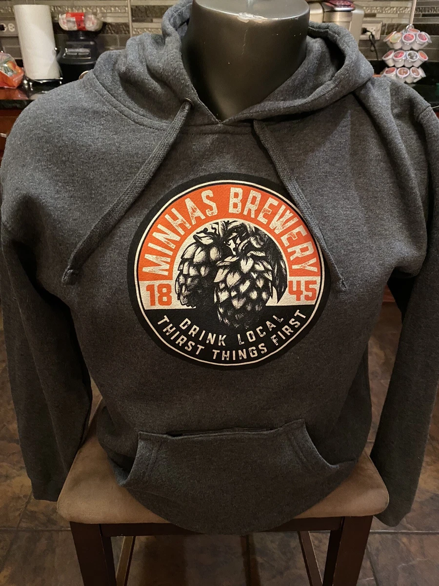 MINHAS CRAFT BREWERY MONROE WISCONSIN HOODIE MENS S Built In