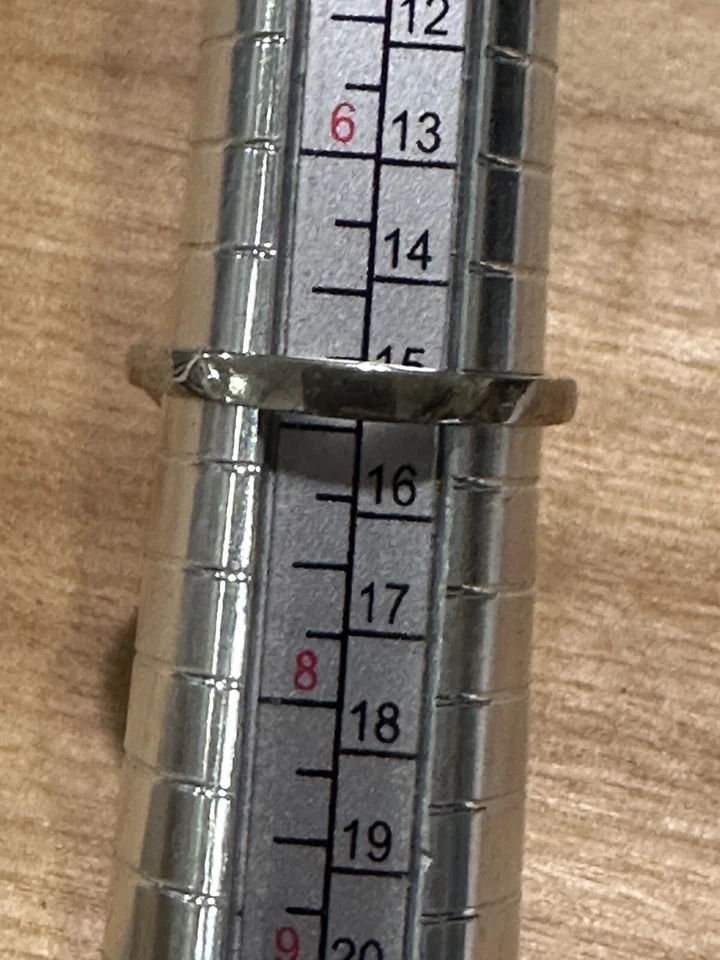 Joyas fragantes talla 7 redondo imitación ópalo tono plata anillo pedrería brillo Foto 3 de 4