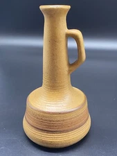 Art Pottery Jug Bud Vase Mini Pitcher Clay Brown 6" Tall Minimalist Decor